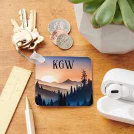 Mountain Sunrise Monogram Schlüsselanhänger