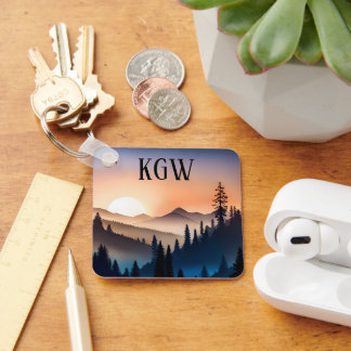 Mountain Sunrise Monogram Schlüsselanhänger