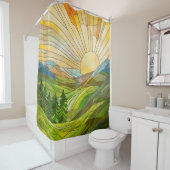 Mountain Sunrise Mosaik Digitale Kunst Duschvorhang (Beispiel)