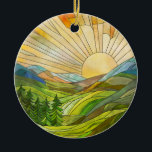Mountain Sunrise Mosaik Digitale Kunst Keramik Ornament<br><div class="desc">Mountain Sunrise Mosaik Digitale Kunst</div>