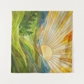 Mountain Sunrise Mosaik Digitale Kunst Wandteppich (Vorderseite (Horizontal))