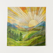 Mountain Sunrise Mosaik Digitale Kunst Wandteppich (Vorderseite)