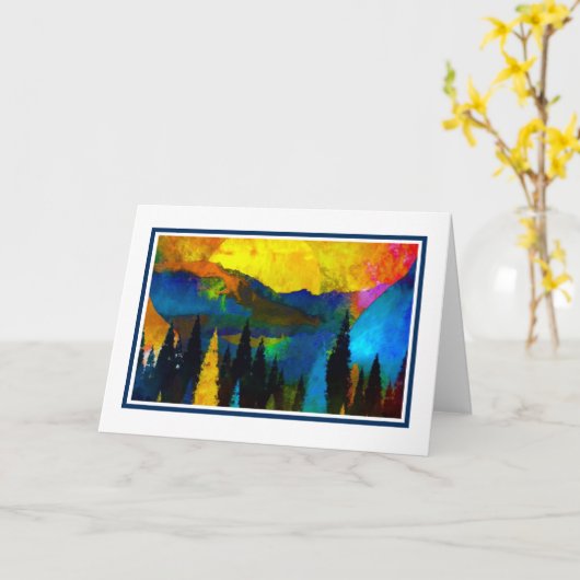 Mountain Sunset Card Karte (Gelbe Blume)