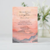 Mountain Sunset Coral Hochzeit Rustikaler Empfang Begleitkarte (Stehend Vorderseite)