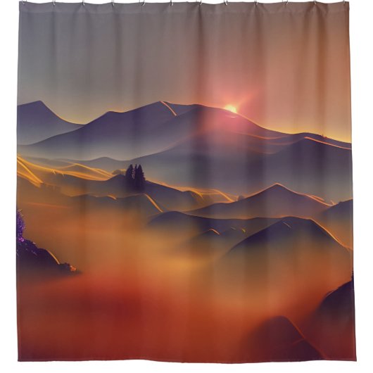 Mountain Sunset Duschvorhang (Vorderseite)