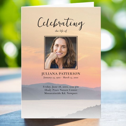 Mountain Sunset Fotos Feier des Lebens Beerdigung Programm