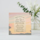 Mountain Sunset Hochzeit Einladung (Stehend Vorderseite)