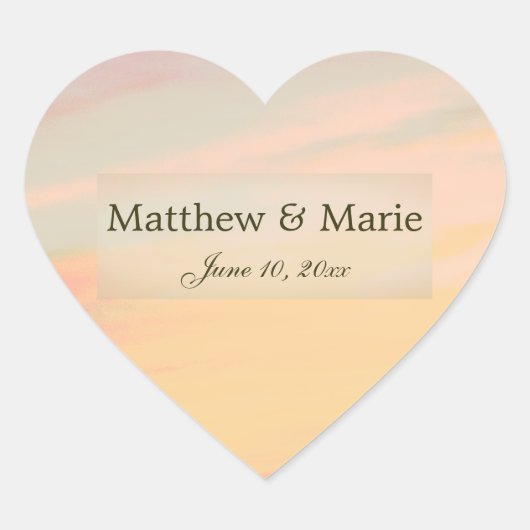 Mountain Sunset Hochzeit Herz-Aufkleber (Vorderseite)