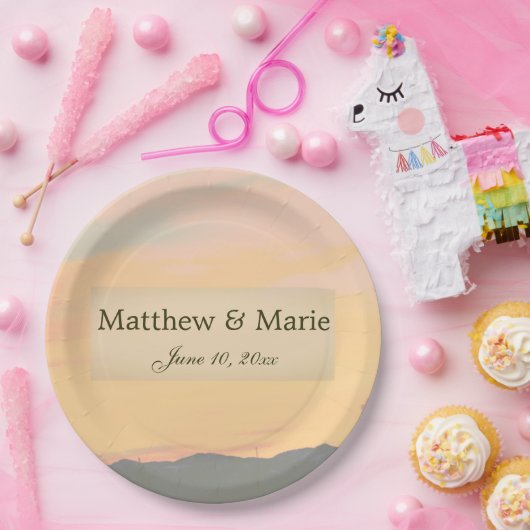 Mountain Sunset Hochzeit Pappteller (Party)