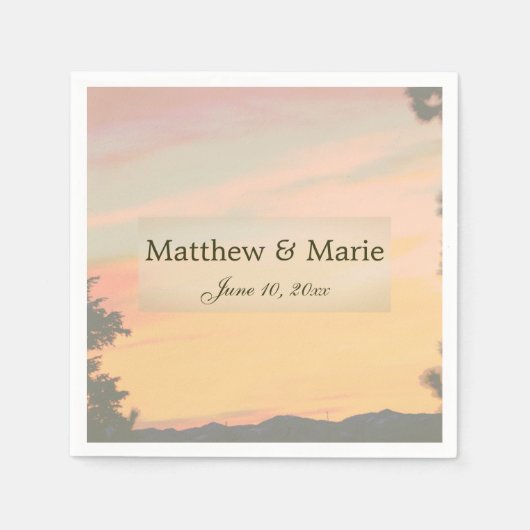 Mountain Sunset Hochzeit Serviette (Vorderseite)