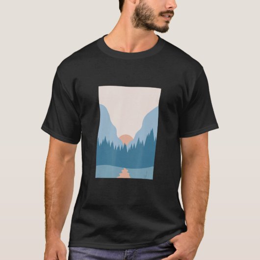 Mountain Sunset Lake Camping Wandern T-Shirt (Vorderseite)