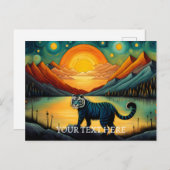 Mountain Sunset Lake View Tiger Postkarte (Vorne/Hinten)