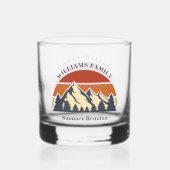 Mountain Sunset Log Cabin Custom Family Wiedersehe Whiskyglas (Rückseite)
