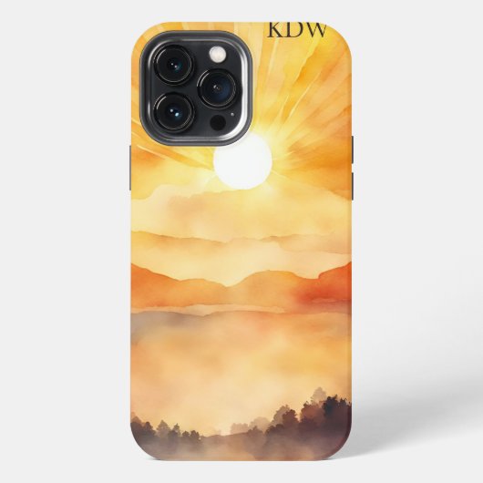 Mountain Sunset Monogram iPhone Hülle (Rückseite)