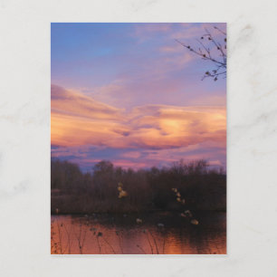 Mountain Sunset on Pond Postkarte