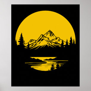 Mountain Sunset Outdoor Nature Silhouette Poster