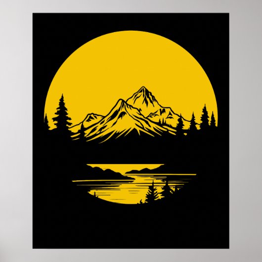 Mountain Sunset Outdoor Nature Silhouette Poster (Vorne)
