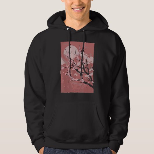 Mountain Sunset Pink Blume Japan Sakura Cherry Bl Hoodie (Vorderseite)