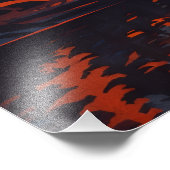 Mountain Sunset Reflection Fiery Orange Sky  Fotodruck (Ecke)