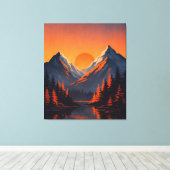 Mountain Sunset Reflection Fiery Orange Sky  Leinwanddruck (Insitu (Holzboden))