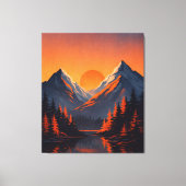Mountain Sunset Reflection Fiery Orange Sky  Leinwanddruck (Vorderseite)
