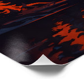 Mountain Sunset Reflection Fiery Orange Sky  Poster (Ecke)