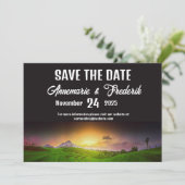 Mountain Sunset Rustic Save The Date (Stehend Vorderseite)