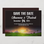 Mountain Sunset Rustic Save The Date (Vorne/Hinten)