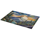 Mountain Sunset Stained Glass Cutting Board Schneidebrett (Ecke)