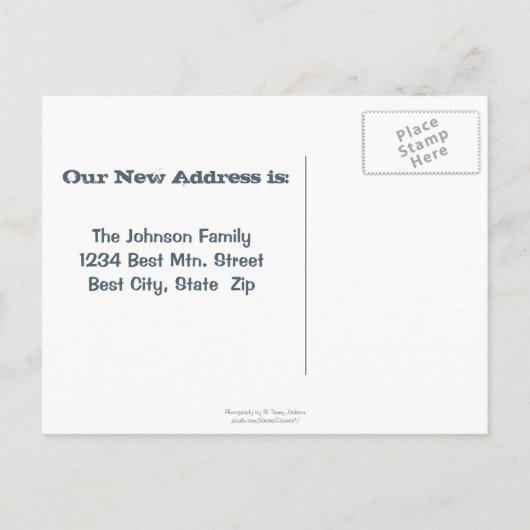 Mountain Sunset Star Shaped / Muir Address Chg Ankündigungspostkarte (Rückseite)