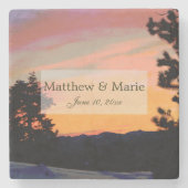 Mountain Sunset Steinuntersetzer (Vorderseite)