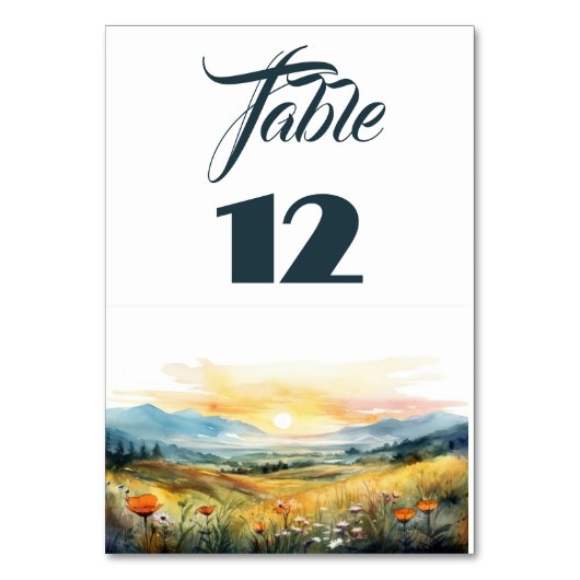 Mountain Sunset Tischnummer (Vorderseite)