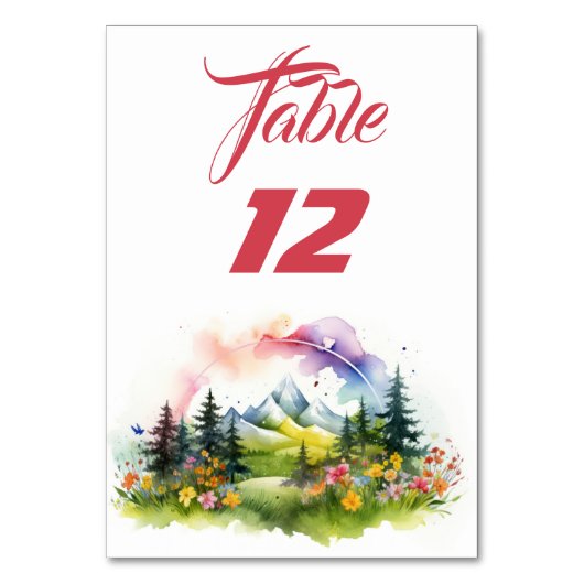 Mountain Sunset Tischnummer (Vorderseite)