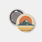 Mountain Sunset Vintage Magnet (Vorderseite/Rückseite)