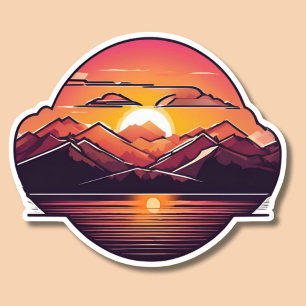 Mountain Sunset Waterproof Aufkleber