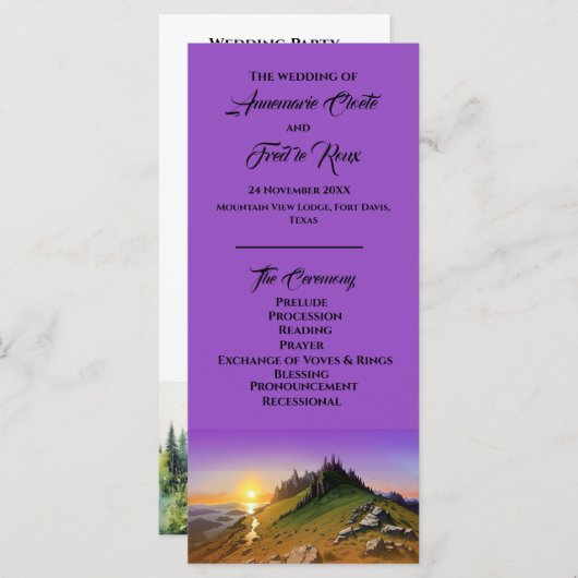 Mountain & Sunset Wedding Ceremony Program (Vorne/Hinten)