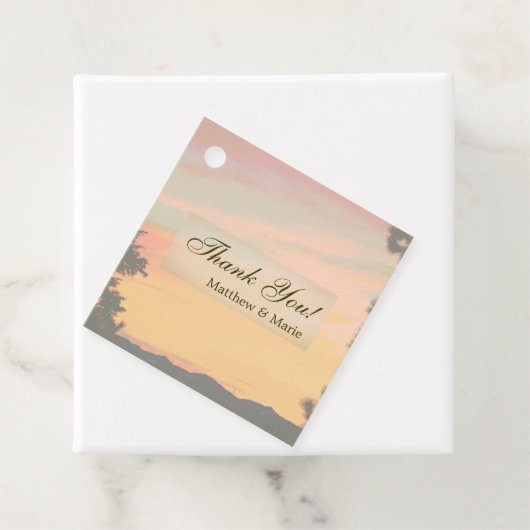 Mountain Sunset Wedding Danke Geschenkanhänger (Beispiel)
