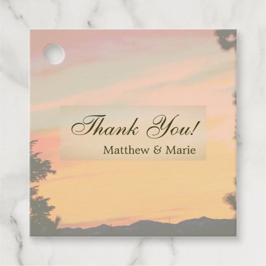 Mountain Sunset Wedding Danke Geschenkanhänger (Vorderseite)