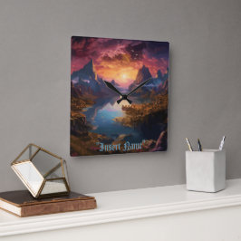 Mountain Symphony: Eine harmonische Mischung aus F Quadratische Wanduhr