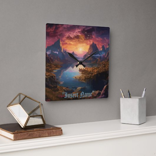 Mountain Symphony: Eine harmonische Mischung aus F Quadratische Wanduhr (Büro)