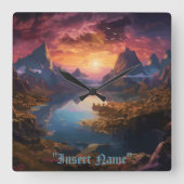 Mountain Symphony: Eine harmonische Mischung aus F Quadratische Wanduhr (Vorderseite)