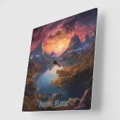 Mountain Symphony: Eine harmonische Mischung aus F Quadratische Wanduhr (Winkel)