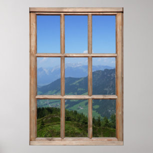 Mountain Top View from a Window Poster