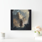 Mountain Town Siege Quadratische Wanduhr (Zuhause)