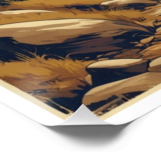 Mountain Trail Hiker & Dog Adventure Illustration Poster (Ecke)