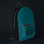 Mountain Trail Humor  black blue Backpack Bedruckter Rucksack<br><div class="desc">Hey! Want a backpack that's as amazing as you? Check out this super cool black hiking backpack! The bright orange side panels give it a fun, vibrant look, and the front pocket features an adorable mountain design with the saying "Mountains Heard Everything" – how cute is that? Seriously, this backpack...</div>