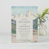 Mountain Tree Forest Rustic Budget QR Code Wedding Einladung (Stehend Vorderseite)