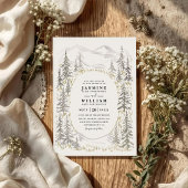 Mountain Trees Forest Rustic QR Code Wedding Einladung