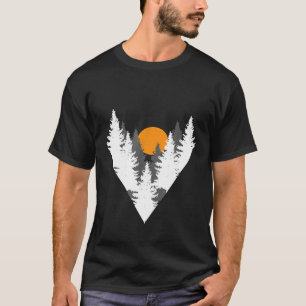 Mountain Trees Full Moon Campers Camping T-Shirt