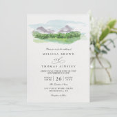 Mountain Trees Pine Forest Rustic QR Code Wedding Einladung (Stehend Vorderseite)